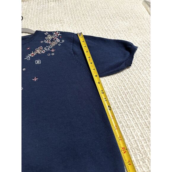 Vintage Teddi Embroidered Zip Cardigan Sweater M Cottagecore Boho Grandmacore - Picture 6 of 8